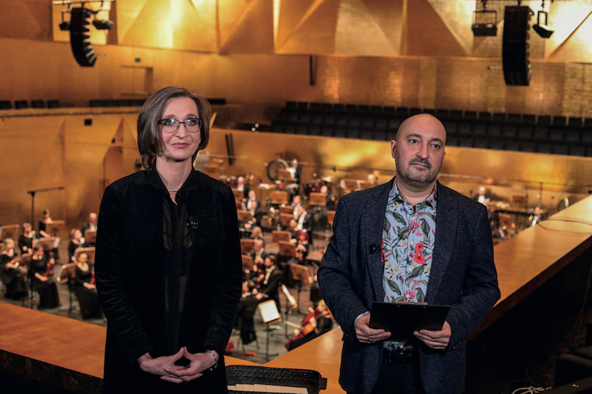 Dorota Serwa, dyrektor Filharmonii w Szczecinie, członkini jury Konkursu i Miłosz Bembinow, wiceprezes ZAiKS-u, sekretarz jury Konkursu, fot. Sebastian Wołosz