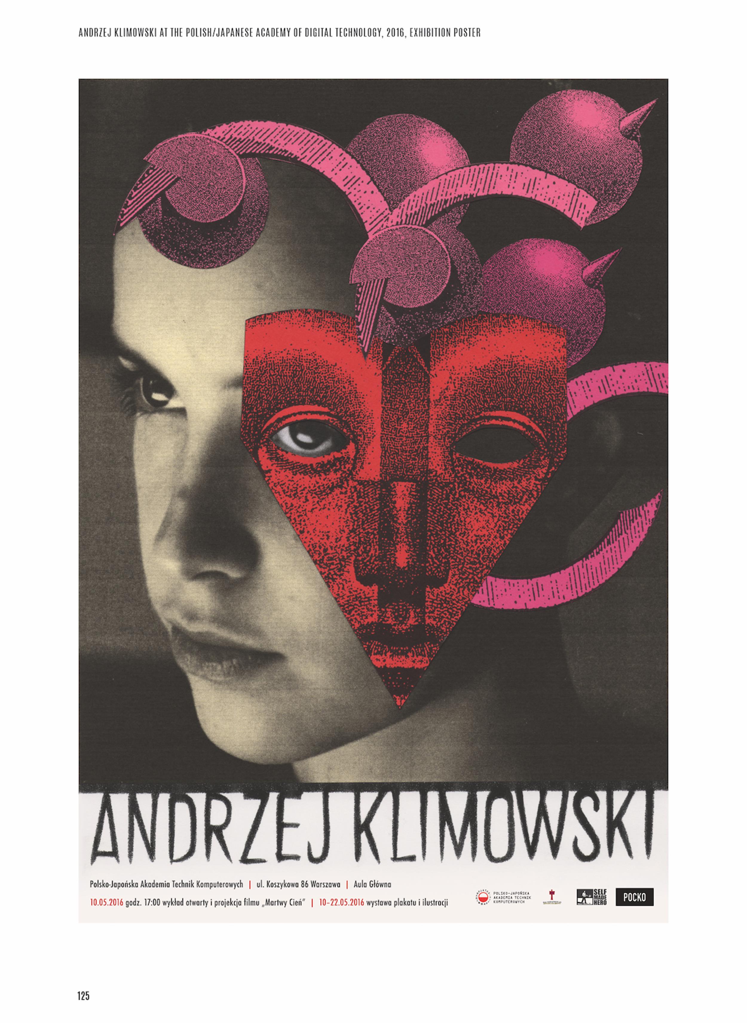 Andrzej Klimowski, plakat wystawy prac artysty w Polsko-Japońskiej Akademii Technik Komputerowych w Warszawie, 2016